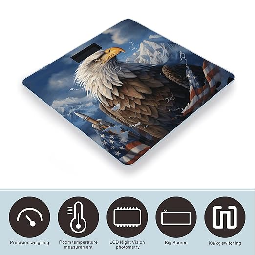 Eagle Bathroom Scale Rounded Smart Scale for Body Weight Automatic Power On/Off Weight Scales Accurate Bathroom Digital Scales for Pet Home Bedroom Kitchen