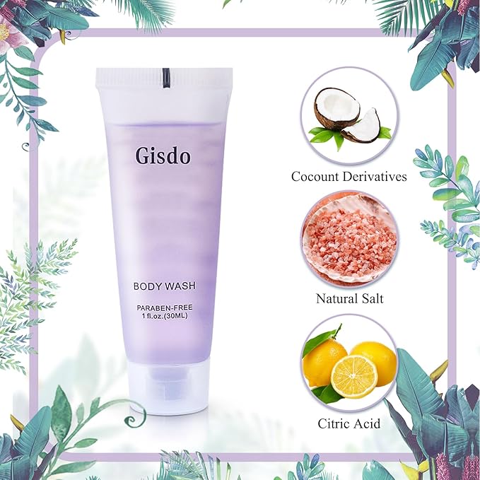 30 Travel Size Body Wash Bulk bundle with 30 Travel Size Shampoo Bulk 30mL 1 oz Hotel Shampoo Supplies for Guests AirBnB Essentials Travel Size Toiletries Bulk