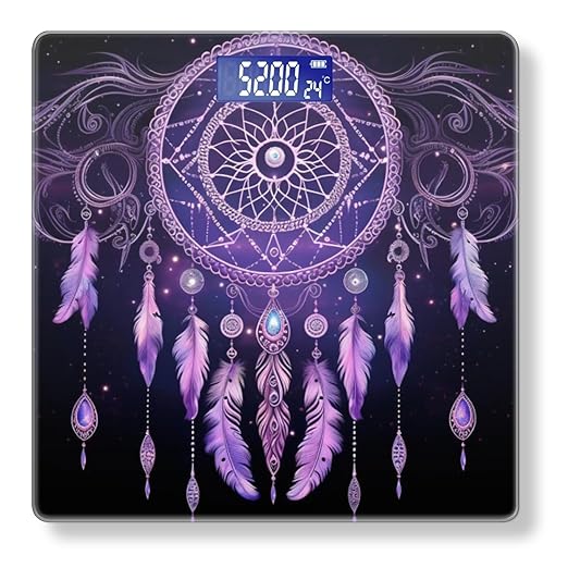 Digital Scale for Body Weight Highly Precision Bathroom Weight Scale 400 lbs with Backlit Display Personalized Scale for Home-Dreamcatcher with Purple Color Scheme