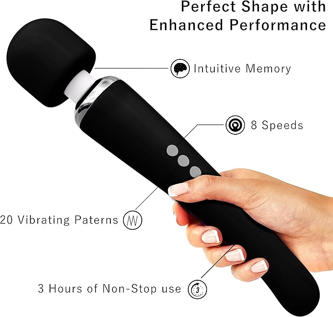 Therapeutic Cordless Massager - Powerful Massage Tool Handheld 8 Speeds 20 Patterns - Rechargeable Hand Massagers for Sore Muscles - Hand Held Massage Tool for Neck &amp Back