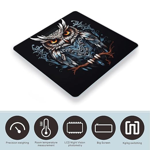 Owl Bathroom Scale Rounded Smart Scale for Body Weight Automatic Power On/Off Weight Scales Accurate Bathroom Digital Scales for Pet Home Bedroom Kitchen