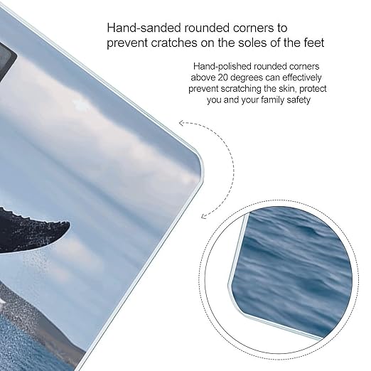 Whale Tail Scale with LCD Precision Weighing Scales Sturdy Tempered Glass Weight Scales Easy-to-Read Anti-Slip Weight Digital Bathroom Scale for Daily