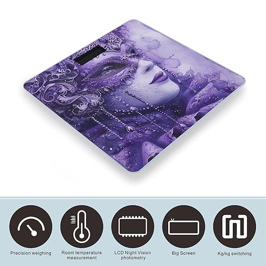 Purple Gradient Texture Bathroom Scale for Body Weight LCD Display Digital Bathroom Scale Tempered Glass Bathroom Weight Scales Fashion Smart Scales for Home Bedroom 400 Lb