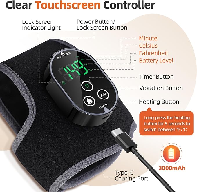 Ankle Massager Cordless Ankle Heating Pad with Massage Foot Massager with Heat 3000mAh Rechargeable 4 -Level Heats Foot Heating Pad for Sports/Work/Travel (Black)