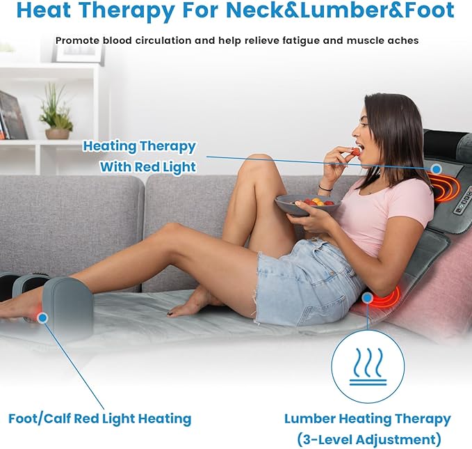 Moclever Full Body Massage Mat with HeatElectric Massage Pad for Back NeckFoot Lumbar Support3 Heated Levels 10 Vibrating Nodes W/Head PillowCloth Lumbar PillowTimer Anti-Slip Bottom Earplugs