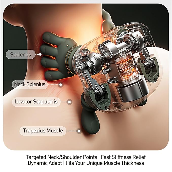 Neck Massager for Pain Relief Deep Tissue with Fingers Bionic Portable Cordless Electric Shiatsu Shoulder Massage with Heat and Compression