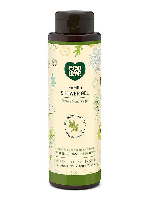 ecoLove - Natural Shampoo &amp Moisturizing Body Wash Set for Dry Skin - With Organic Cucumber - No SLS or Parabens - Vegan and Cruelty-Free Shower Gel 17.6 oz