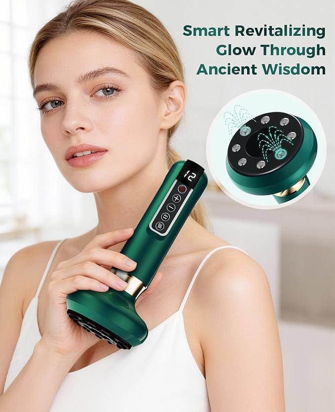 Intelligent Handheld Massage Tool for Anti - Cellulite Electric Cupping Device with 12 Suction Modes. This Fat Remover Massager is Suitable for Arms Legs. (Olive)