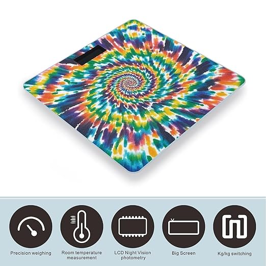 Colorful Spiral Tie Dye Scale for Body Weight Smart Scales Digital Bathroom Scale High Precision Weighing Scales with Large Display Weighing Machine for People