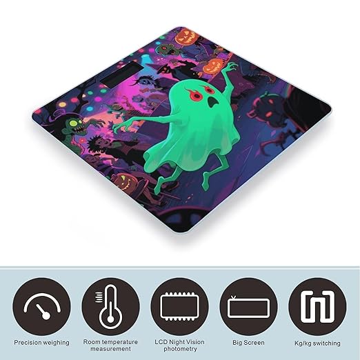 Halloween Ghost Weight Scale Cute Bathroom Scale for Body Highly Accurate Digital Weighing Machine for People Compact LCD Display Scales with Sturdy Toughened Glass Scales
