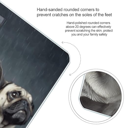 Funny Pug Dog Weight Scale for Body Weight Digital Bathroom Scale High Capacity Accurate Digital Weighing Scales and Easy-to-Read on Backlit LCD Display Scales