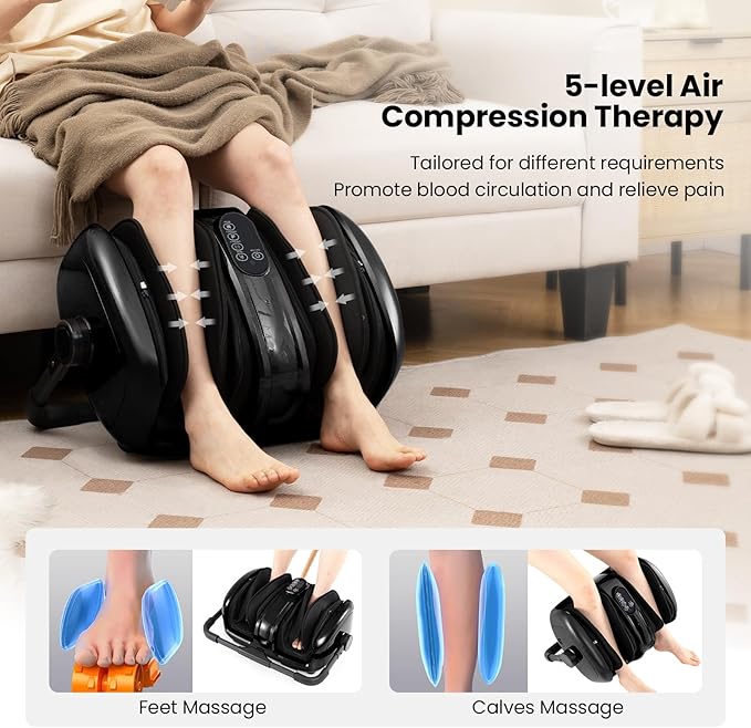 ARLIME Foot Massager with Heat Deep Kneading Shiatsu Feet Massager Machine with Compression Muscle Arm Relaxation Gifts for Elder Men Women (Black)