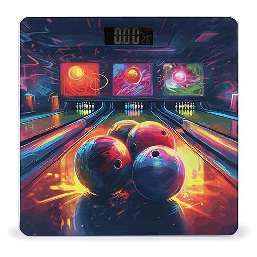 Bowling Balls Scale for Body Weight Safe Rounded Corners Tempered Glass Digital Bathroom Scale LED Display 400lb Capacity Weight Scales with High Precision Sensors
