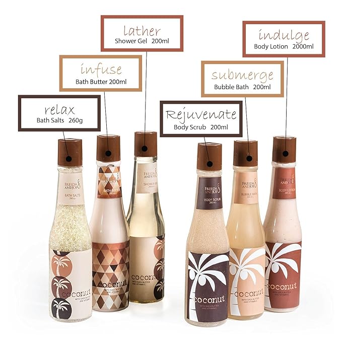 Tropical Milky Coconut Bath &amp Body Set Skin Care Bath for Women &amp Men Shower Gel Bubble Bath Bath Salts Body Butter Body Scrub Body Lotion - Luxury Spa Set Luxury Body Care Gift Unisex –
