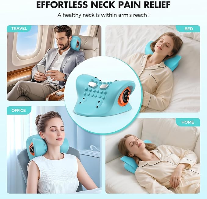 Smedz Neck Massager 2026 New Upgrade 3 in 1 Portable Massager with Heat &ampComfortable Stretching–Adjustable Intensity for Neck &amp Shoulder Relaxation at Home Office