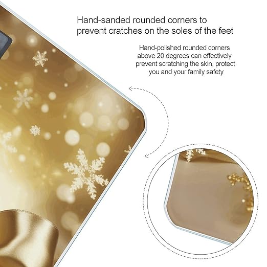 Gold Silk Christmas Scale for Body Weight High Precision Digital Weight Scales with LCD Display Anti-Slip Sturdy Slim Tempered Glass Bathroom Scale for Home Use