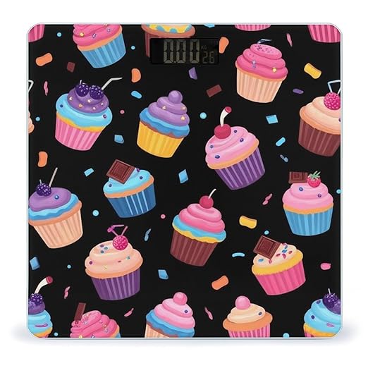 Energy Saving Scale Bathroom Weighing Scale Smart Scale for Body Weight Digital Space Galaxy Ice Cream Cake Black