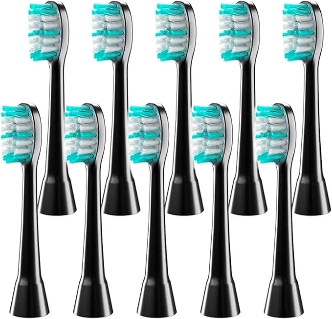 Compatible for AquaSonic Electric Toothbrush Replacement Brush Head Set Soft Bristles(Black)