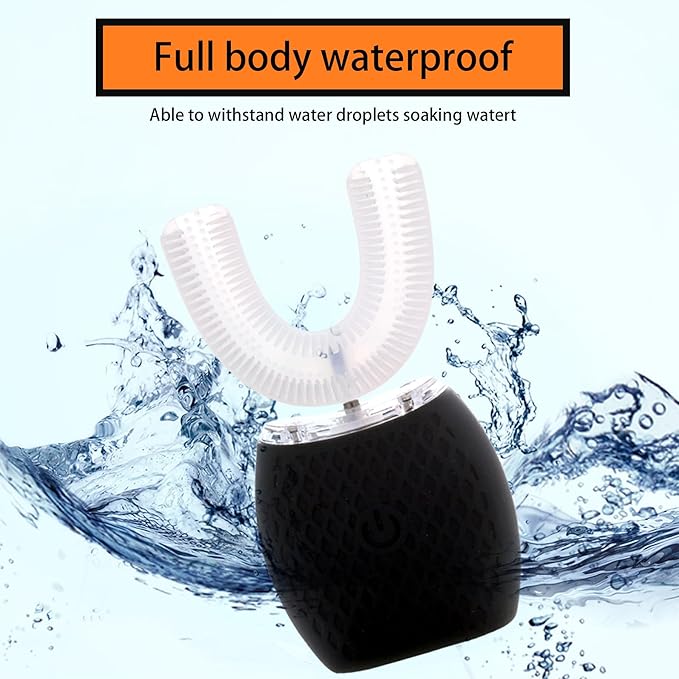 Ultrasonic Toothbrush for Adults Automatic Electric Ultrasonic Toothbrush 30'' Automatic Timer Wireless Charging Washable Travel Home Dual-use (Black M)