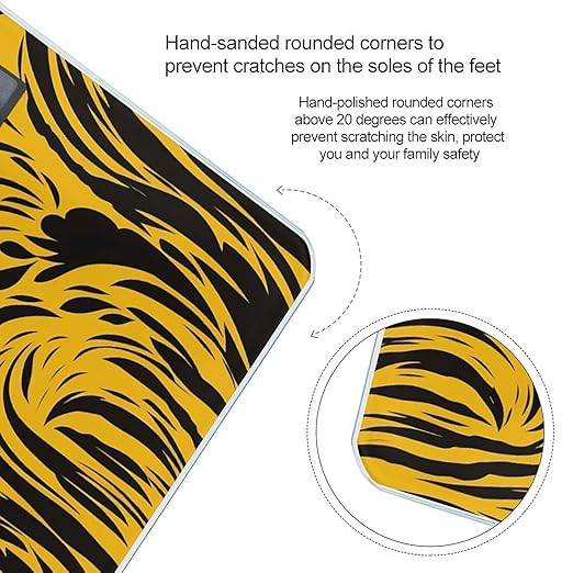 Mustard Yellow and Black Scale for Body Weight Anti-Slip Sturdy Tempered Glass Weighing Machine Highly Digital Accurate Bright LCD Bathroom Scale for Household Gift