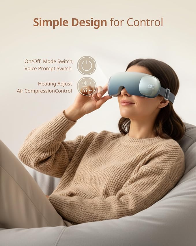 Ultra Light Eye Massager with 2 Level Heat 120 Mins Uses 3 Air Compression &amp Massage Modes Heated Eye Mask with Bluetooth Music for Migraine Relief Strain and Dry Eyes Eye Relief for Women Me