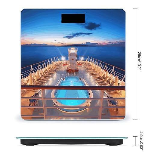 Pool Party Cruise ShipScale for Body Weight with LCD High Precision Weighing Scales Fashion Sturdy Tempered Glass Weight Scales Easy-to-Read Digital Bathroom Scale for Daily 400lb