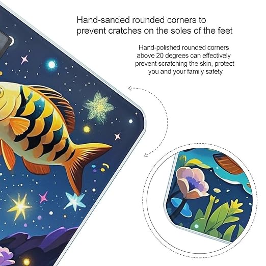 Starry and Fish Scale for Body Weight Digital Bathroom Scale Toughened Glass High Precision Scales for Body Weight with Large LCD Backlight Display Weight Scales