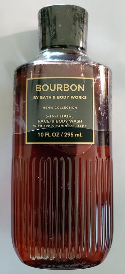 Bath &amp Body Works Men's Bourbon 3-in-1 Hair Face &amp Body Wash Shower Gel and Body Cream 2 Piece Set