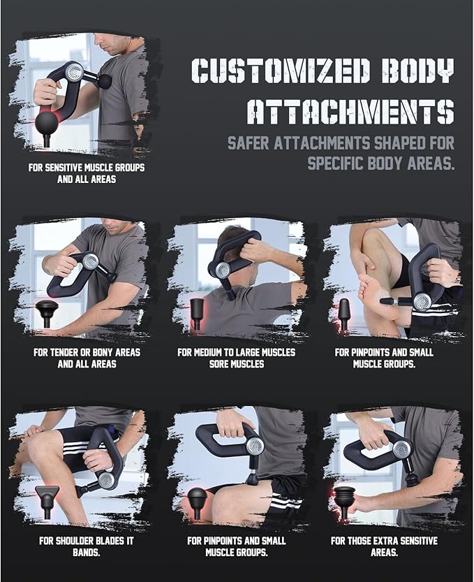 Shaw Strength S6 Pro Massage Gun Deep Tissue Percussion with 16mm Amplitude Professional Muscle Massager Gun for Athletes Pain Relief Handheld Massagers for Muscles 7 Attachments