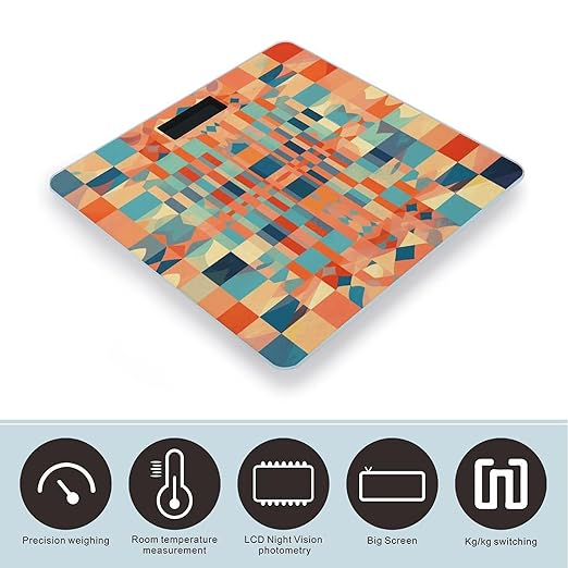 Light Colored Pattern Bathroom Scale for Body Weight Bathroom Weighing Scale with Backlit LCD Display Highly Accurate Measures Weight Up to 180kg