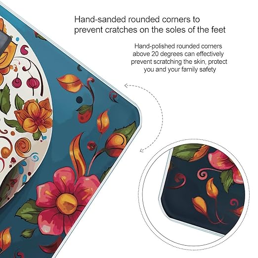 Colorful Sugar Skull Bathroom Scale for Body Weight Bathroom Digital Electronic Weighing Scale with Back Lit LED Display Sturdy Tempered Glass Weight Watchers Scales 400lb