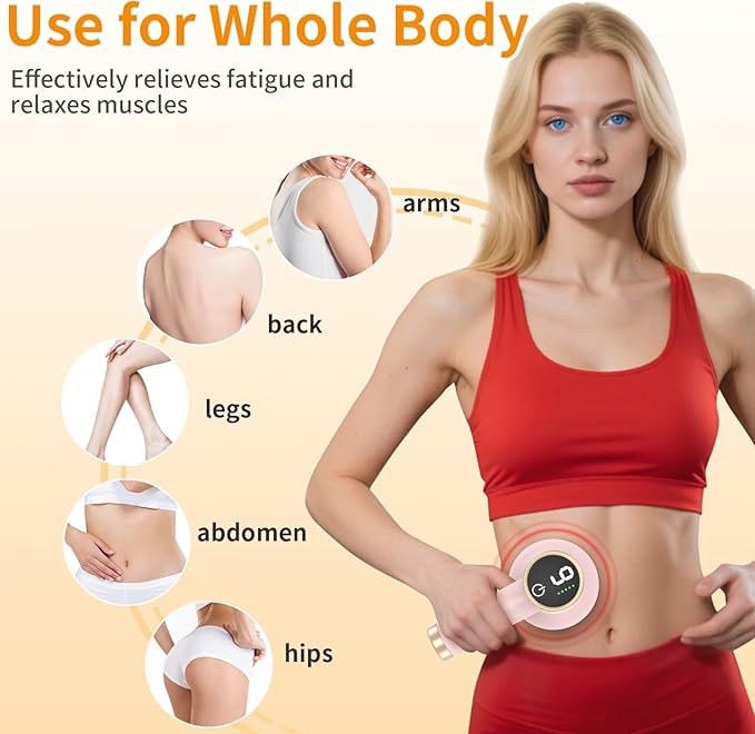 Body Massager for Cellulite Electric Handheld Massage Tool Body Relaxing Machine 8 Massage Heads for Deep Relaxation at Home and Office 9 Modes for Body SPA 1800mAh Battery Gift Pink
