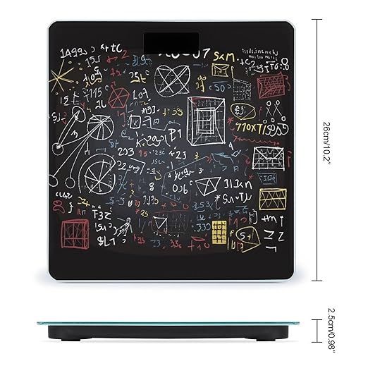 Mathematics and Physics Bathroom Scale Automatic Power On/Off Body Scales LCD Backlight Display Square Digital Scale Rounded Corners Bathroom Scales for Home Bedrooms