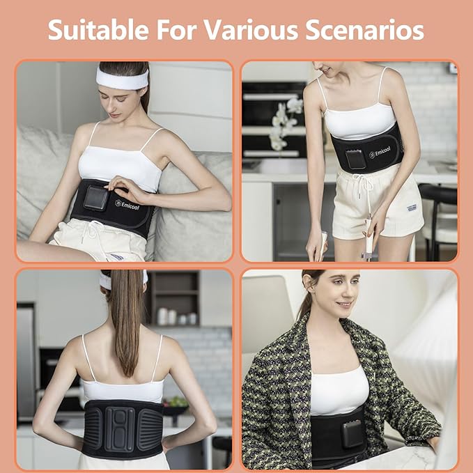 Lower Back Massager Belt with Four Modes Heating &amp Massage &amp Red Light Ergonomic Support Massage Belt with Timer Portable Cordless Heating Pad for Back Relieve Pain Battery-Powered