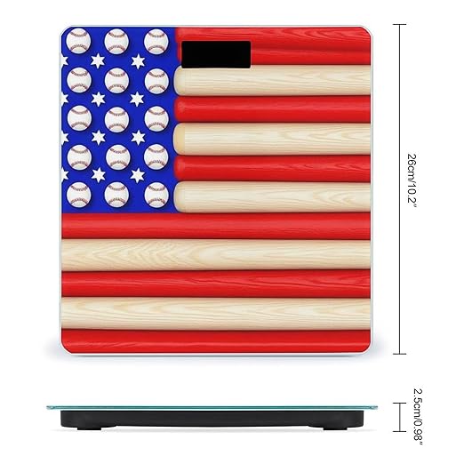 Smart Scale for Body Weight Digital Bathroom Weighing Scale Energy Saving Scale American Flag Baseball Bats and Balls
