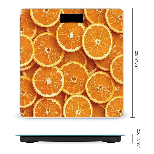Orange Slices Scale for Body Weight Accurate Digital Bathroom Scale Toughened Glass High Precision Scales Smart Weight Scales with Large LCD Backlight Display Weighing Machine