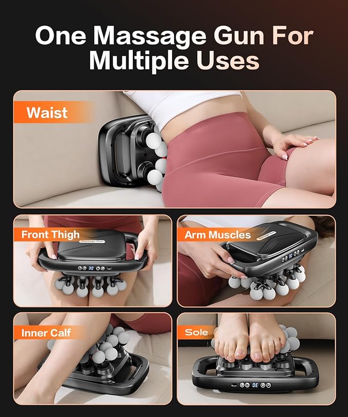 20 Head Massage Gun Deep Tissue Percussion Massager with 3 Modes&amp30 Intensities-Muscle Massage Gun for Back/Shoulder/Foot/Body/Hand Muscle Pain ReliefBirthday Gifts for Men Dad Husband