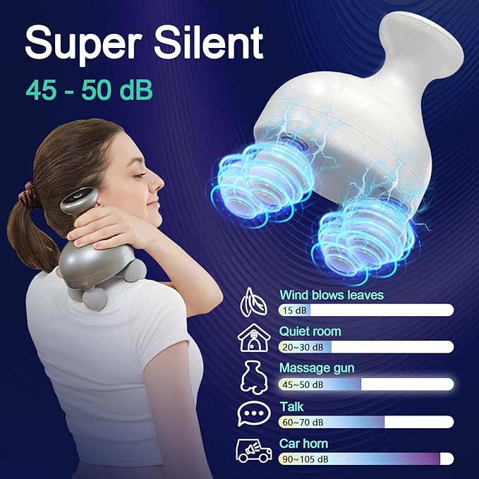 DEITY 4 Heads Handheld Massage Gun Deep Tissue Electric Body Massager Percussion Muscle Massager for Easing Shoulder and Back Tension with Reverse Thrust Function