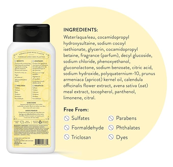 J.R. Watkins Body Wash Lemon Cream 18 fl oz 2 Pack