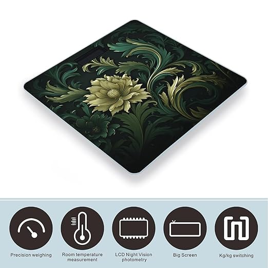 Digital Bathroom Scale for Body Weight Scale with Bright LCD Display High Accuracy Step-On Technology Auto On/Off Dark Green and Green Style Digital Scales 400 Lbs /180kg