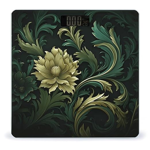 Digital Bathroom Scale for Body Weight Scale with Bright LCD Display High Accuracy Step-On Technology Auto On/Off Dark Green and Green Style Digital Scales 400 Lbs /180kg