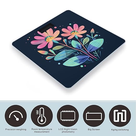 Red and Green Leaves Bathroom Scale for Body Weight LCD Display Digital Bathroom Scale Tempered Glass Bathroom Weight Scales Fashion Smart Scales for Home Bedroom 400 Lb