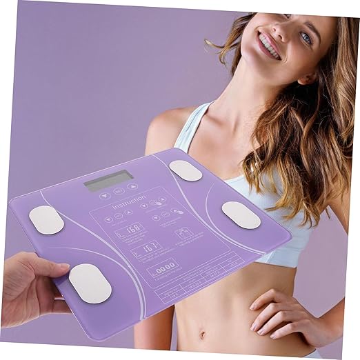 VOSAREA Household Electronic Precision Weight Scale Intelligent LED Display Fat Measuring Digital Bathroom Scale Creative Design Without Battery Purple Battery Style