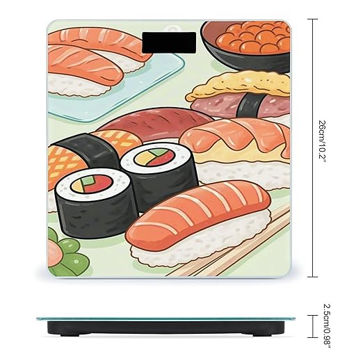 Cute Sushi Weight Scale Cute Bathroom Scale for Body Highly Accurate Digital Weighing Machine for People Compact LCD Display Scales with Sturdy Toughened Glass Scales
