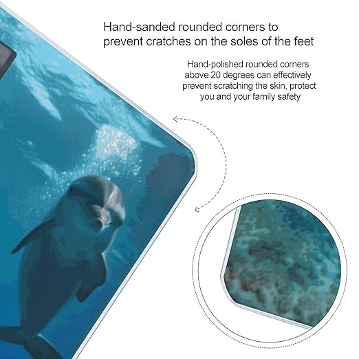 Funny Dolphin Looking at You Weight Scale Digital Electronic Scales Bathroom Scale Larg LCD Backlight Display High Precision MeasurementsTempered Glass