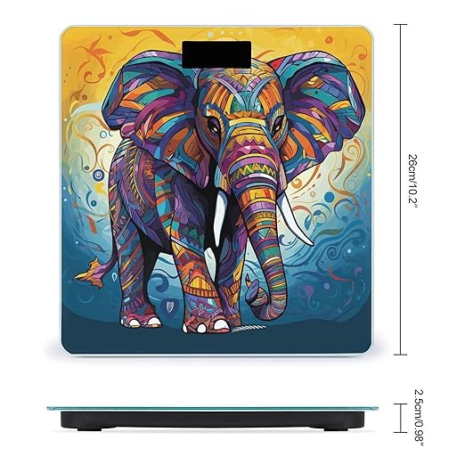 Colorful Elephant Bathroom Scale Rounded Smart Scale for Body Weight Automatic Power On/Off Weight Scales Accurate Bathroom Digital Scales for Pet Home Bedroom Kitchen