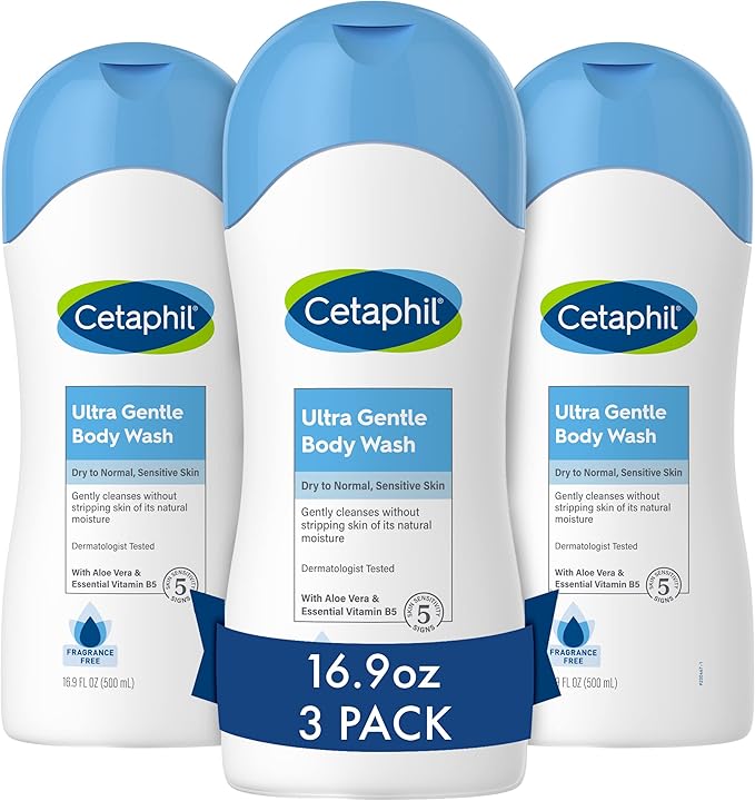 Cetaphil Ultra Gentle Body Wash 16.9oz Pack of 3 - For Dry to Normal &amp Body Moisturizer Hydrating Moisturizing Cream for Dry to Very Dry