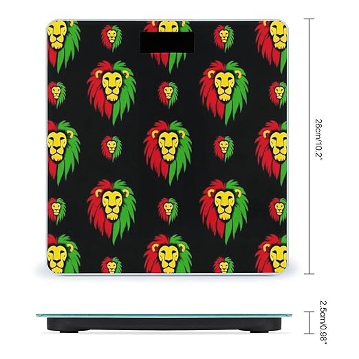 Women's Digital Bathroom Weighing Scale Automatic Switch Energy Saving Scale Smart Scale for Body Weight Jamaican Rasta Flag Rastafarian Reggae Lions