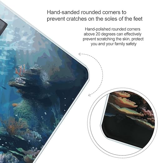 Blue Ocean Underwater Fish Bathroom Scale for Body Weight Bathroom Digital Electronic Weighing Scale with Back Lit LED Display Sturdy Tempered Glass Weight Watchers Scales 400lb