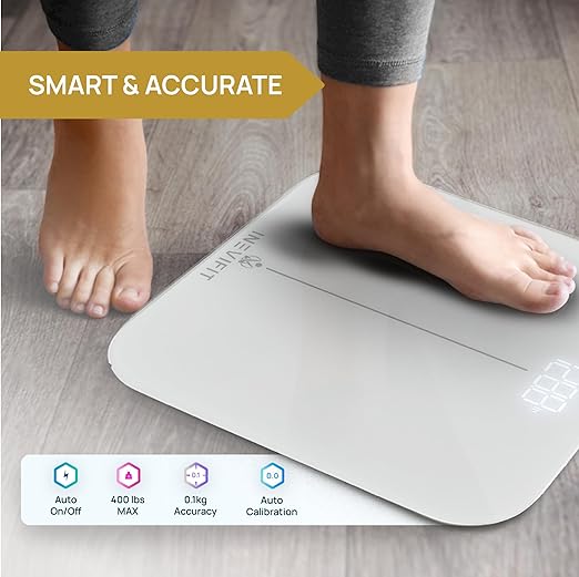 INEVIFIT Bathroom Scale Highly Accurate Digital Bathroom Body Scale Measures Weight up to 400 lbs. Includes Batteries